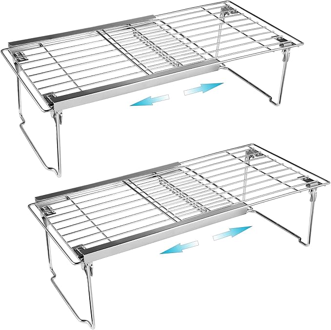 Orgneas Expandable Freezer Shelves, 15.8"-22" Adjustable Cooler Shelf Organizer, Thickened Heavy Duty Cabinet Shelf Organizer and Storage for Kitchen Pantry Refrigerator and Cooler, 2 Pcs by Orgneas