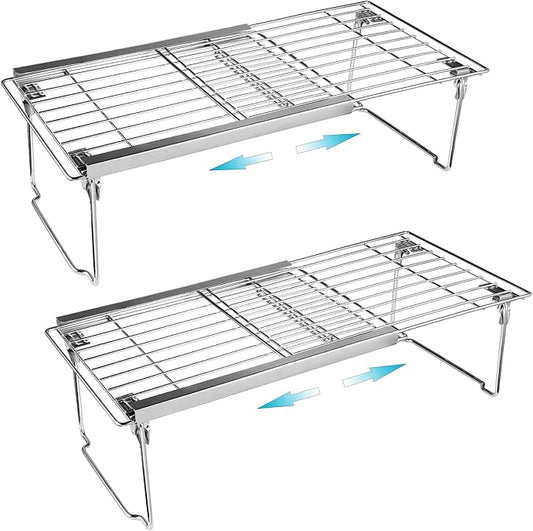 Orgneas Expandable Freezer Shelves, 15.8"-22" Adjustable Cooler Shelf Organizer, Thickened Heavy Duty Cabinet Shelf Organizer and Storage for Kitchen Pantry Refrigerator and Cooler, 2 Pcs by Orgneas