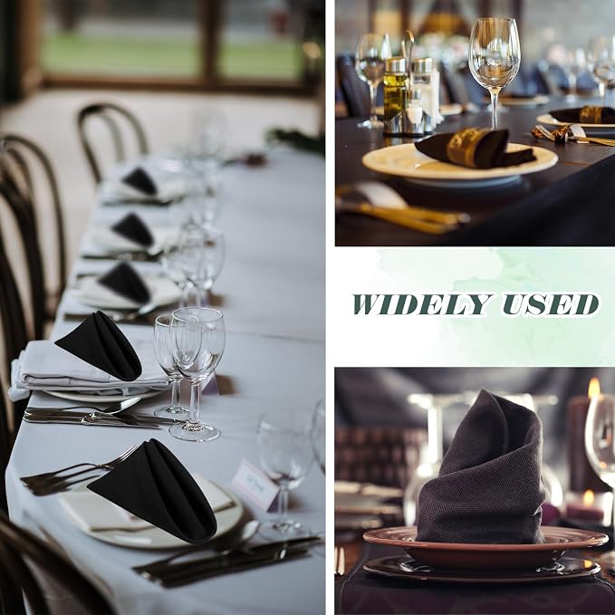 60 Pcs Washable Cloth Napkins 17 x 17 Inch Polyester Dinner Napkins Soft Table Napkins for Weddings Parties Holiday Dining Banquet (Black) - Image 7