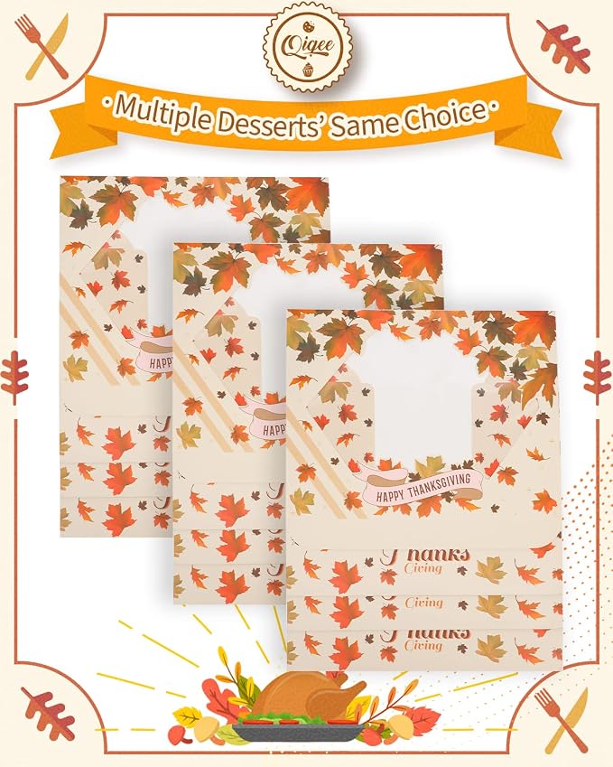 qiqee Thanksgiving 12 Cupcake Boxes with Window 16-Packs Cupcake Box 13"x10"x3.5" Cupcakes Carrier, 12 Cupcake Containers For Thanksgiving Day - Image 2