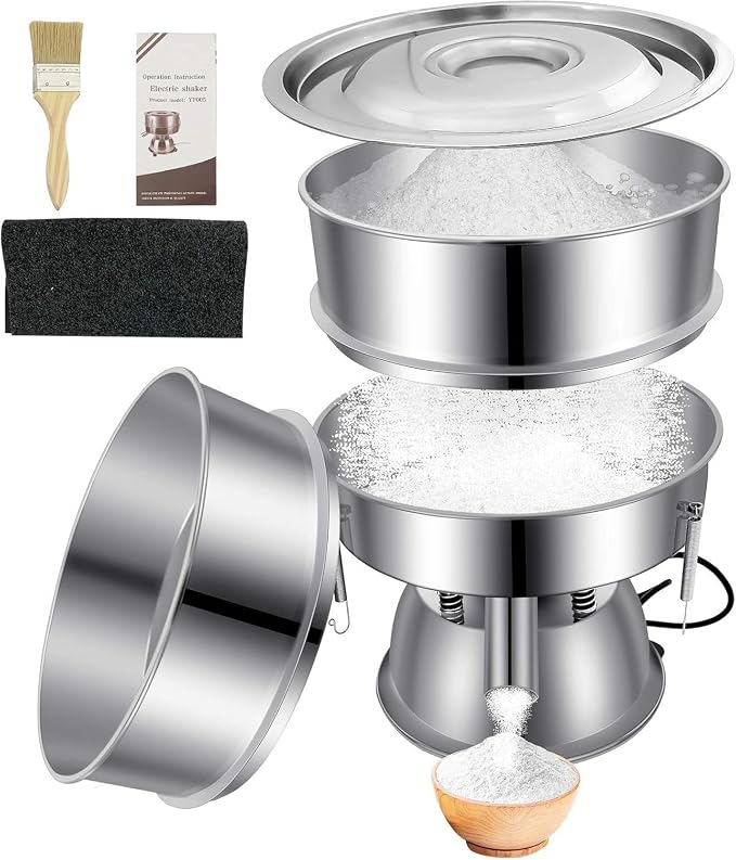 Sidasu Automatic Vibrating Sieve Shaker–40&60 Mesh Flour Sifter | Electric 110V/50W Sifter Machine for Baking Kitchens,Grain Milling,Herbal Powder,Food Preparation by Sidasu