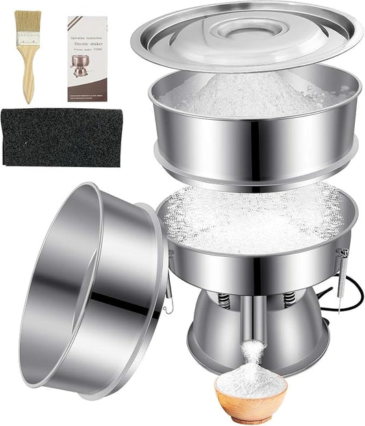 Sidasu Automatic Vibrating Sieve Shaker–40&60 Mesh Flour Sifter | Electric 110V/50W Sifter Machine for Baking Kitchens,Grain Milling,Herbal Powder,Food Preparation by Sidasu