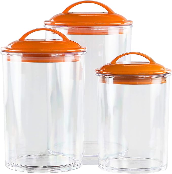Calypso Basics by Reston Lloyd Acrylic Storage Canisters, Set of 3, Orange - Image 5