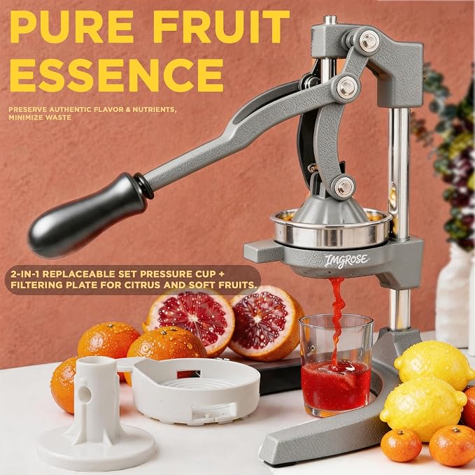 Manual Lemon Juicer Squeezer – Hand Juicer Cast Iron | Heavy Duty Commercial-grade Hand Press, Orange Citrus Squeezer, Citrus Fruit Juicer -Stainless Steel,Easy to Clean Grey - Image 4