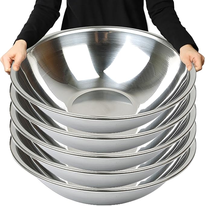 Stainless Steel Mixing Bowl Extra Large, 23-Quart, 20 inch (Diameter), 6.1 inch (Height) Mixing Bowl 20", Set of 5 by Unknown