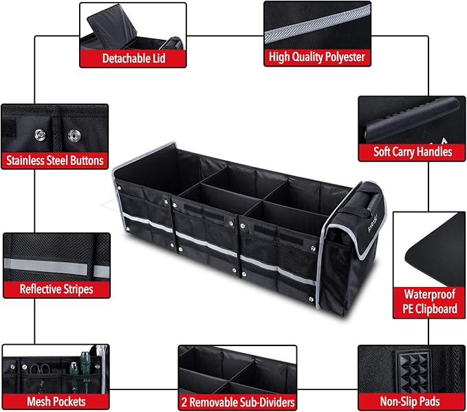 Waterproof Car Trunk Organizer with Cooler Bag | Collapsible Storage, Foldable Cover, Removable Leakproof Cooler, Adjustable Securing Straps, Fits SUVs and Trucks - Image 5