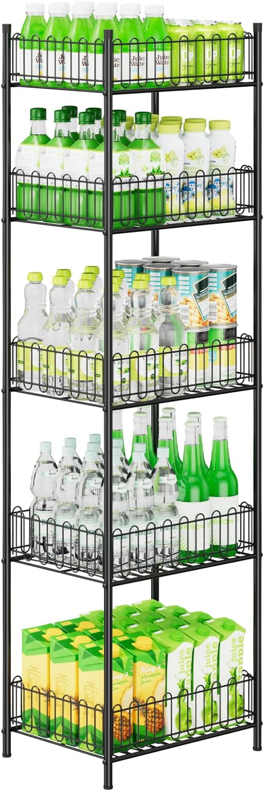 OYEAL Soda Can Organizer for Pantry 5 Tier Water Bottle Organizer Holder for Tumbler Travel Mug Cup, Freestanding Can Storage Organizer for Pantry Kitchen Living Room Organization by OYEAL