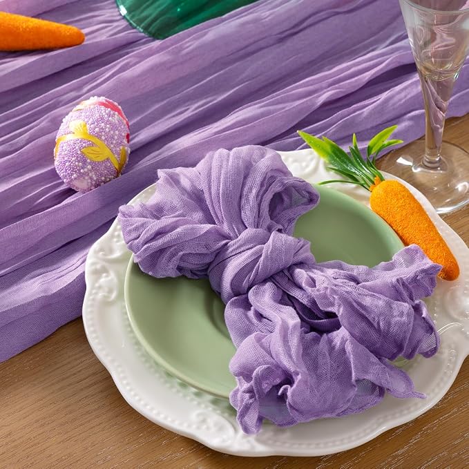 DeZerlor Purple Washable Cheesecloth Napkins Set of 50 for Wedding Party | Reusable Summer Cloth Napkins Bulk, for Bridal Baby Shower Dinner Cocktail Birthday Home, 21x21 Inches - Image 5