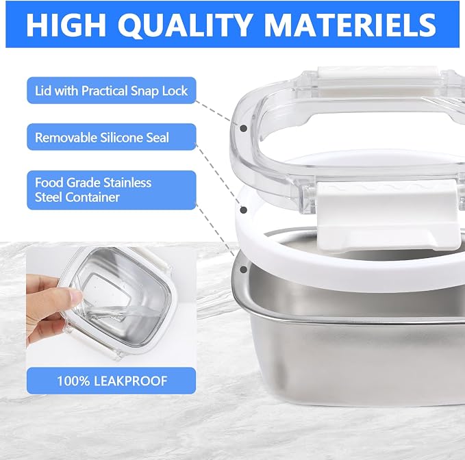 3 Piece 250ml/8.oz Stainless Steel Containers with Lids | Food Storage Containers Leakproof Lunch Small Snack Boxe, Reusable Meal Prep Containers Suitable for Dips, Condiments, Snacks - Image 3
