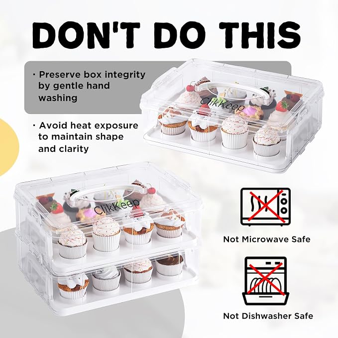 Cupcake Carrier with Lid and Handle,Cookie, Cake, Cupcake and Brownie Storage Carrier, Holds 12 Standard Cupcakes - Image 6