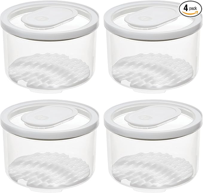 iDesign Round Fridge Produce Bin with Removable Drainage Tray and Lid - Set of 4 - Clear by iDesign