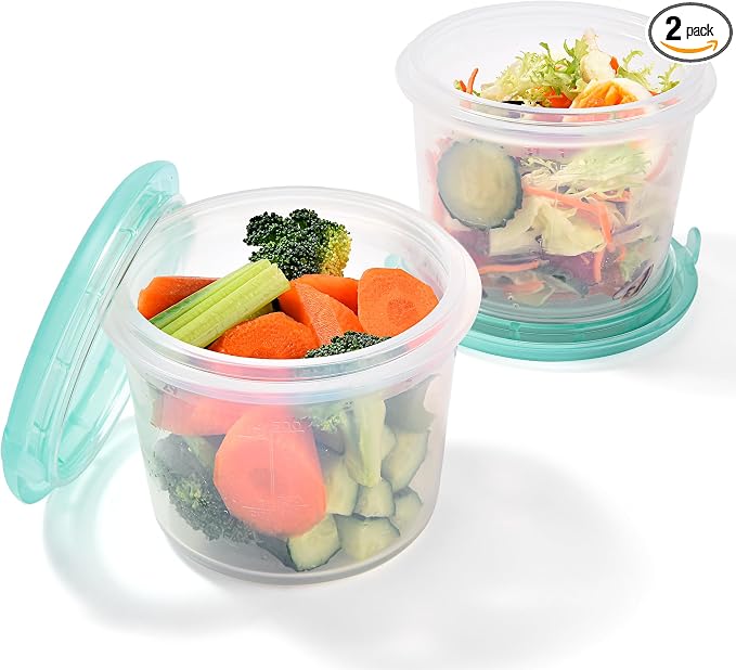 U-Taste Silicone Container with Lid, Kitchen Meal Prep Food Storage, 2Cup*2 | Food Grade Liquid Silicone, Leak-Proof Airtight Lid, Meal Prep Lunch Box, Freezer & Microwave Safe, Clear Date Marking Circle by U-Taste