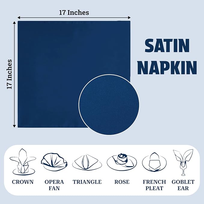 MDS® Pack of 100 Satin Napkins 12 x 12 Inch, Soft Silky Reusable Cloth Dinner Table Napkins for Wedding Décor, Reception, Birthday, Parties, Banquets, Catering, Restaurants & Hotel - Dark Teal - Image 4