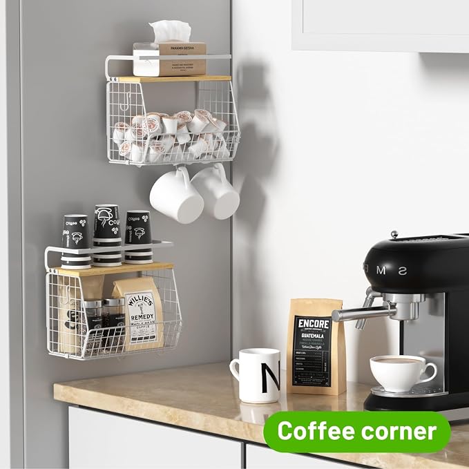 Magnetic Shelf for Fridge with Wood Lid, Fruit Potato and Onion Storage Bins, Pantry Organizers & Storage, Large Container Magnetic Spice Rack for Refrigerator, Kitchen Counter (White, 1) - Image 3