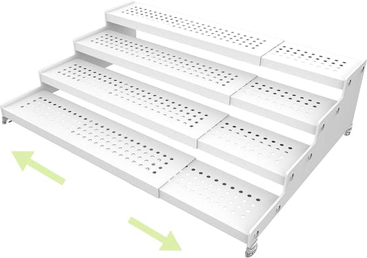 Expandable 4-Tier Spice Metal Shelf Rack, White | Kitchen Cabinet and Pantry Organizer, Countertop Storage, Seasoning Organizer, 1 Pack by Unknown