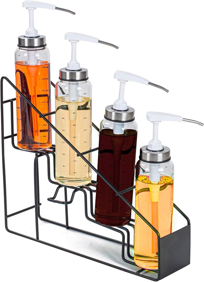 Restaurantware Restpresso 14 x 4 x 12 Inch Coffee Syrup Rack 1 4-Tier Syrup Holder - Wire Design Compact Black Iron Syrup Stand For Retail Displays Coffee Or Liquors - Image 2