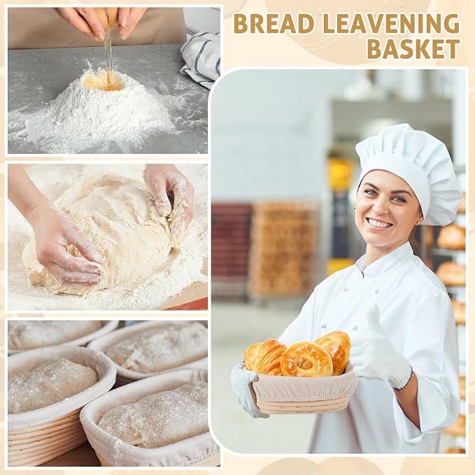 20 Set Mini Bread Proofing Baskets Bulk Sourdough Banneton Basket Kit with Cloth Liners Natural Rattan Dough Proofing Bowls for Home Sourdough Bakers Supplies(Oval) - Image 6