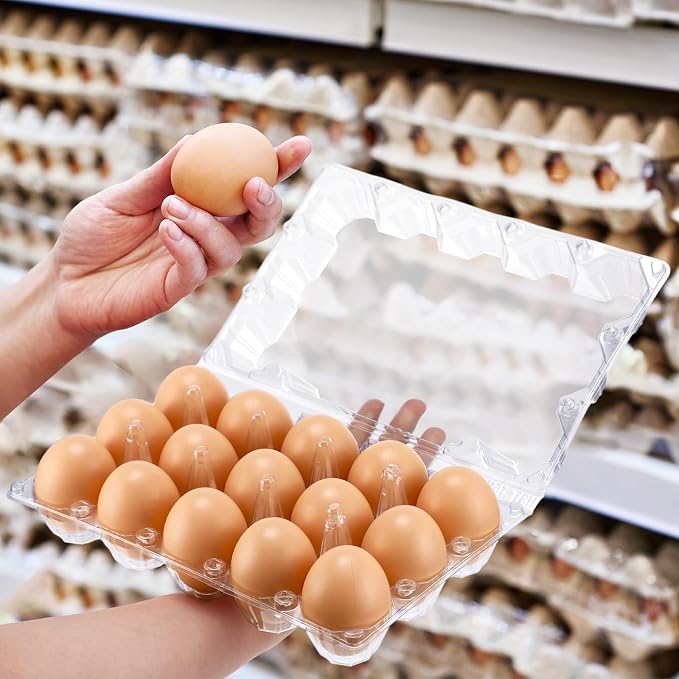 Zubebe 3 x 5 Count 200 Pack Egg Carton Bulk Clear Plastic Empty Egg Containers for Farm Market Refrigerator Storage - Image 6