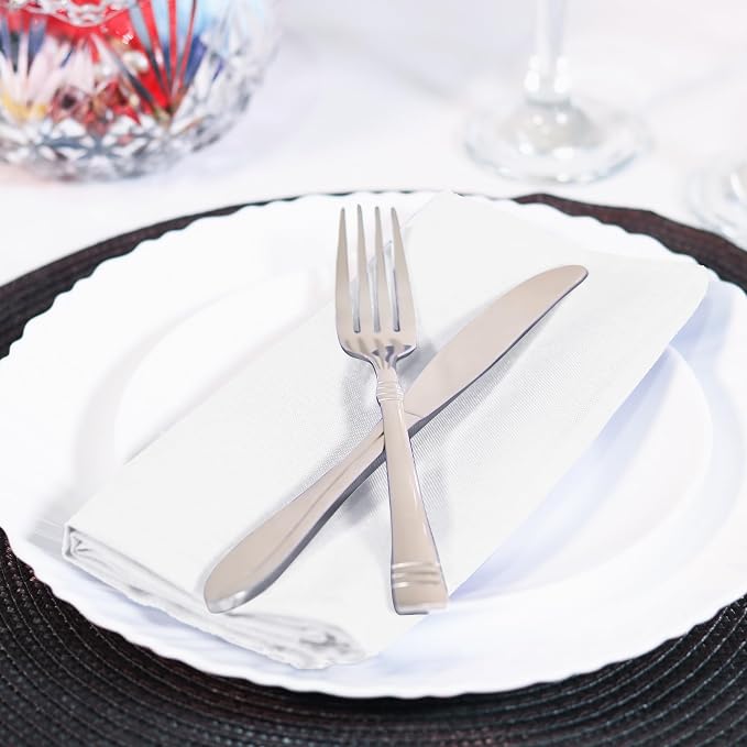 Utopia Home [12 Pack, White] Cloth Napkins 17x17 Inches, 100% Polyester | Hemmed Edges, Washable and Reusable Ideal for Parties, Weddings and Dinners - Image 6
