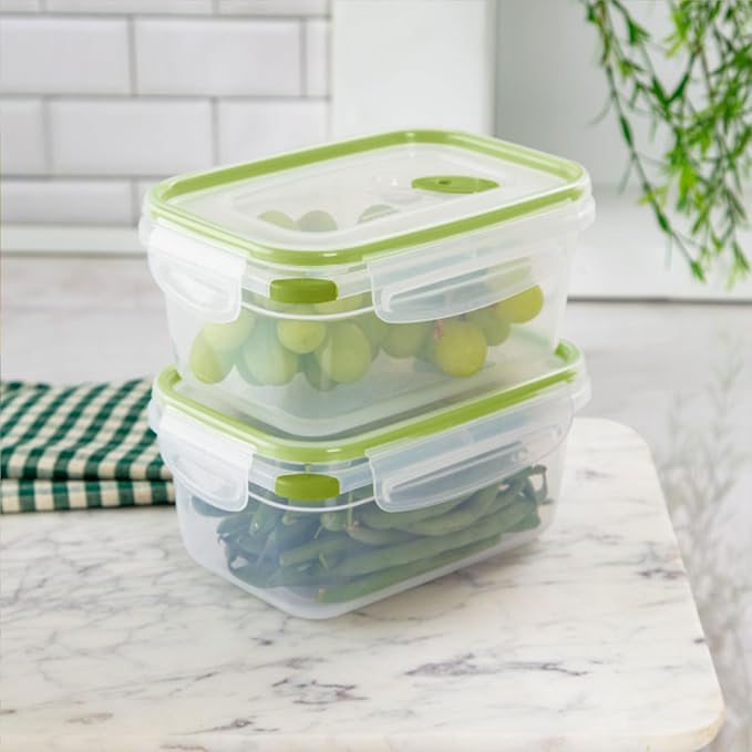 Sterilite Ultra-Seal 4.5 Cup Rectangle, Airtight Food Storage Container, Latching Lid, Microwave and Dishwasher Safe, Clear with Green Gasket, 24-Pack - Image 6