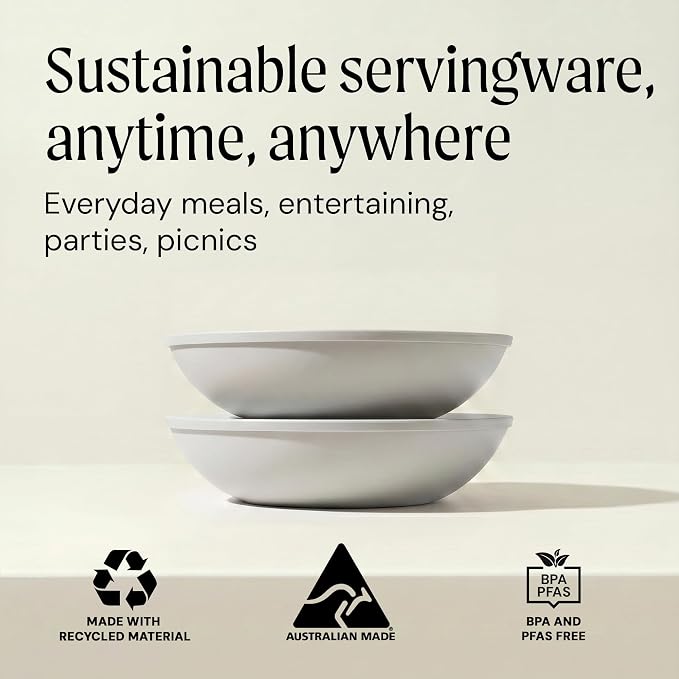 Large Serving Bowl with Lid - Certified Recycled Food-Safe Plastic, BPA-Free, Dishwasher, Microwave, Fridge and Freezer Safe | 4.96qt | Salt - Image 7