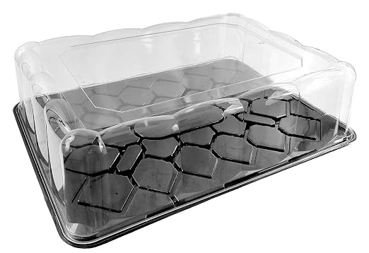 D&W Fine Pack G95 Black 1/2 Half Size Sheet Display Cake Tray w/Clear High Dome Lid (Pack of 5 Sets) - Image 3