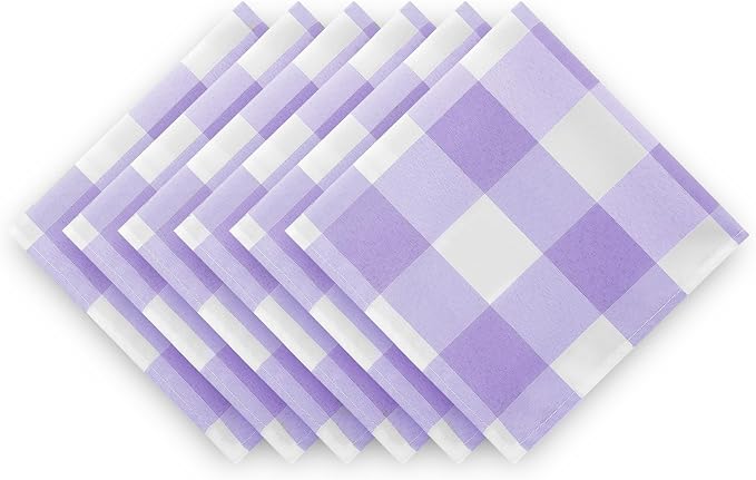 Cupuamon Buffalo Plaid Table Napkins Set of 100, 17x17 inch, Lavender and White, Polycotton Blend, Plaid Pattern - Image 4