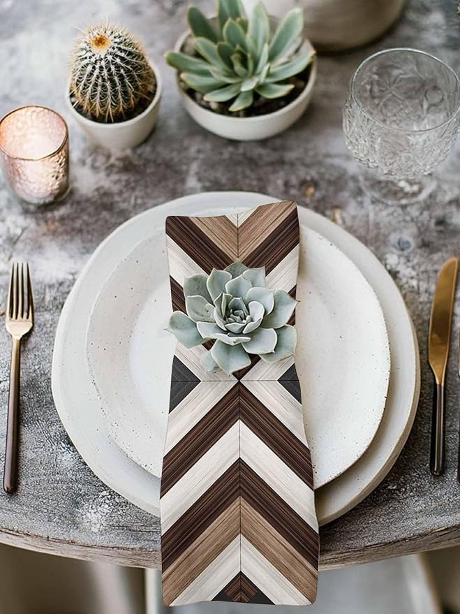 Kitchen Dinner Napkins Set of 4, Bohemian Western Cloth Napkins Reusable Washable Table Napkins for Weddings Cocktail Parties Holiday Table Decor 20x20 Inch Farmhouse Aztec Rustic Brown Black Grey - Image 4
