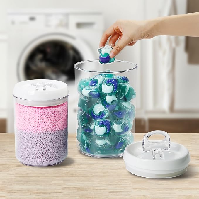 Felli Flip Tite Storage Container with Lid 6" ROUND Airtight Ring Lock Top, Plastic Canister Jar for Flour Sugar Rice Protein Powder Coffee Cracker Kitchen Pantry Organizer (6" Round Nest-M 2pk) - Image 5