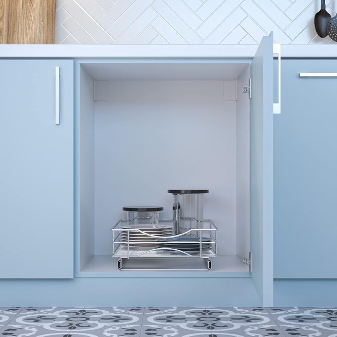 Home Zone Living Pull Out Kitchen Cabinet Organizer | 21" x 14" x 5.55" with Effortless Slide-Out Access and Heavy-Duty Stability - Image 4