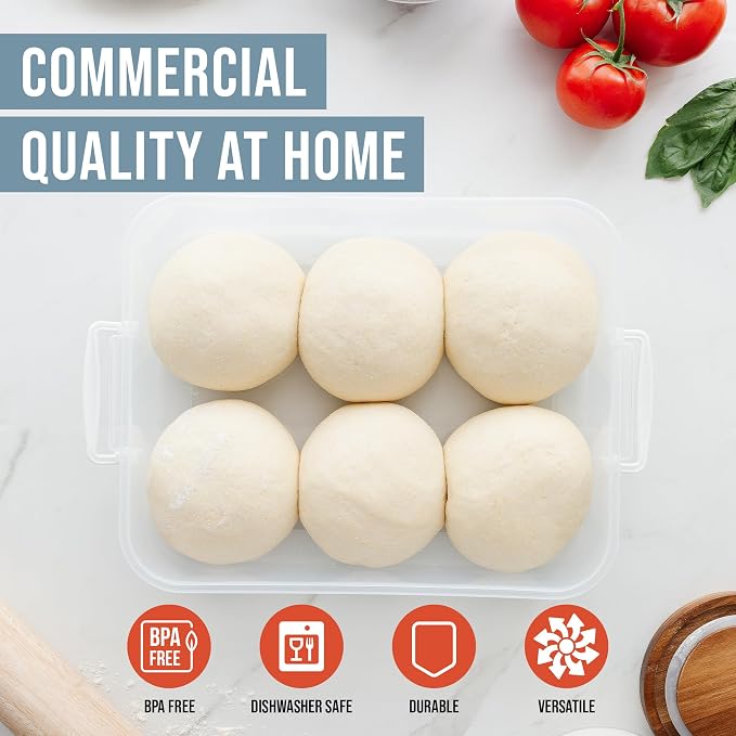 Chef Pomodoro Dough Proofing Box 14x11-In, 4-6 Proofing Balls, Blue 2-Pack | Household Pizza and Bread Dough Preparation Container With Lid, Featuring a Convenient Carry Handle for Easy Daily Carrying - Image 9