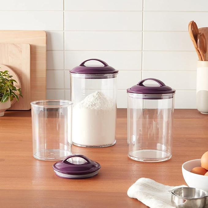 Reston Lloyd Food Storage Containers, BPA Free Airtight Canisters for Cereal, Pasta, Sugar, Coffee, Flour, Cookies, Loose Tea, for Kitchen Organization, Set of 3, Plum - Image 8