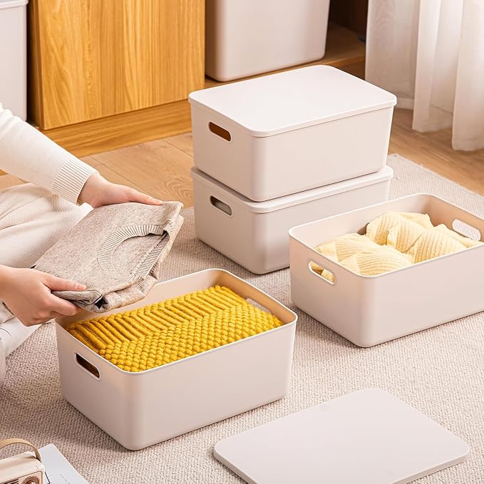 Set Of 6 Plastic Storage Bins, 11.5×8×4.7 Inch Versatile Kitchen Pantry Organization and Storage,for Plastic Storage Container Under Bed,Under Sink Bathroom Organizer (Light gray, 6M) - Image 2