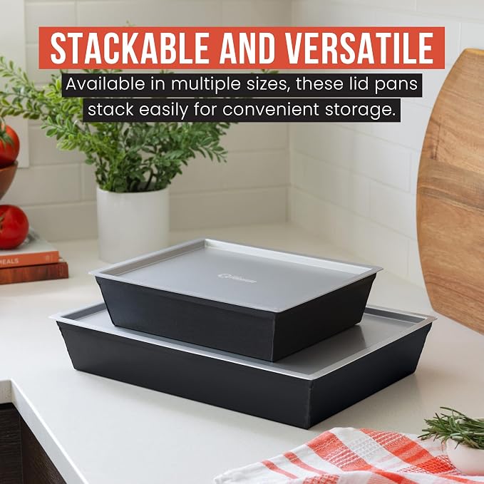 Chef Pomodoro Detroit Pizza Pan Lid, 8x10in, Anodized Aluminum, Lid Only | Lid Only, Pan Sold Separately; Fits Chef Pomodoro Detroit Pan Only; Retains Heat & Humidity, Prevents Drying, Stackable - Image 6