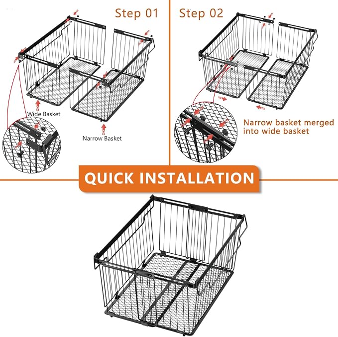 Large Freezer Organizer Bins for 5 to 9 Cu.Ft,Leak-Proof Bottom，6Pack | ANJUBANFreezer Organizer Bins, Stackable,expandable,foldable,With handle Wire Storage Container Baskets for Sort Frozen Meats - Image 8