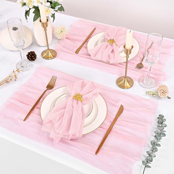 Pink Cheesecloth Napkins - Bulk Set of 50, 20x20 Inch Washable and Reusable Boho Cotton Gauze Light Pink Cloth Napkins for Weddings, Bridal Girl Baby Shower, Party and Banquet - Image 7