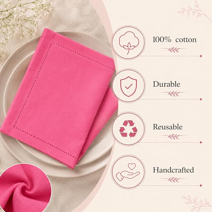 ALPHA Living HOME Cotton Cloth Napkins Set of 12, 18x18 Cotton Napkin Cloth Washable, Soft, Reusable Napkins for Wedding, Parties, Christmas, Thanksgiving, Everyday Use (Sherbet) - Image 5
