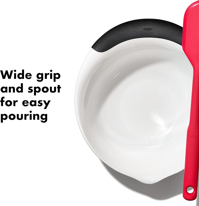 OXO Good Grips 3-Piece Plastic Mixing Bowl Set, 2500 ml,White/Black Good Grips Stainless Steel Measuring Cups and Spoons Set, 2.9, 8 Piece - Image 4
