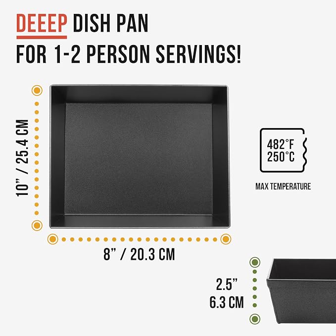 Chef Pomodoro Detroit Style Pizza Pan, 8x10in, Anodized Aluminum Deep Dish | Pre-Seasoned Nonstick Rectangular Bakeware, 2.5in Deep, Great for Casseroles, Focaccia & Deep Dish Desserts, Small Batch - Image 2