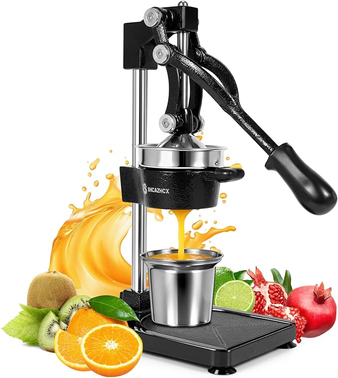 Cast Iron Manual Citrus Juicer Press, Heavy Duty Fruit Squeezer | Long-lever citrus press for oranges, grapefruit, and pomegranates with removable stainless steel parts by SHCAZHCX