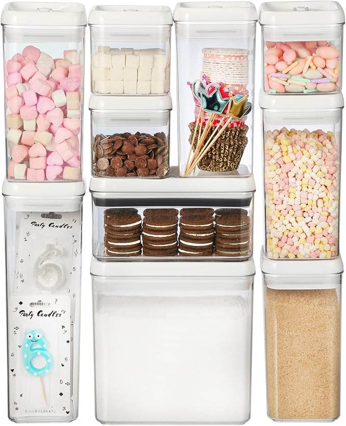 Felli Flip Tite Food Storage Container with Lid Airtight 4" Ring Seal Flip Top, Stackable Acrylic Canister Jar for Pantry Kitchen Counter, Snack Coffee Bean Granola Pet Treats Cracker Holder (1.2 L) - Image 9