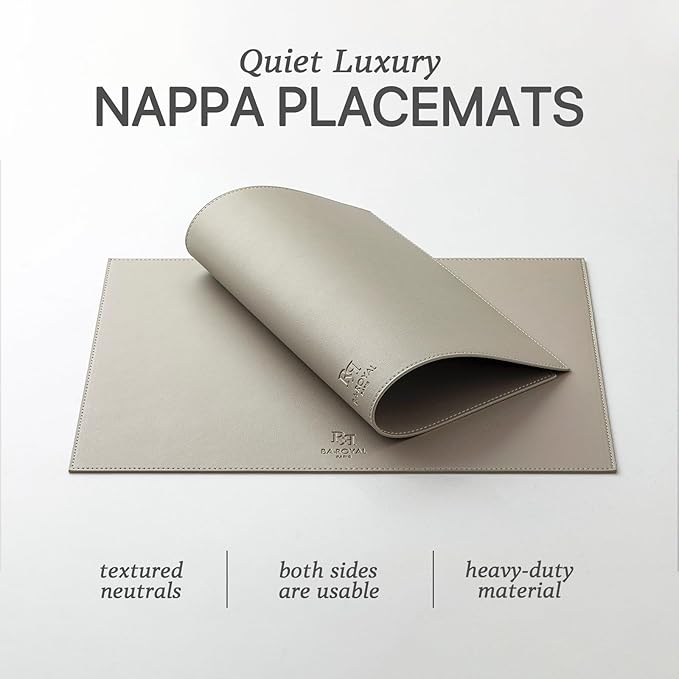 Baroyal Faux Leather Placemats Set of 6 Vinyl Washable Wipeable Table Mats for Kitchen Dining Table Heat Resistant Waterproof Indoor/Outdoor Placemats Non-Slip Easy Clean Place Mats-Almond Birch - Image 2