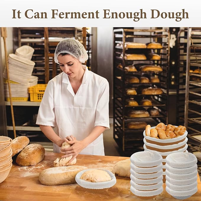 5 Inch Cotton Banneton Proofing Basket Set of 6, Mini Sourdough Bread Baking Kit, Small Artisan Dough Baskets with Cover and Liner for Homemade Bread Baking Supplies (Brown, 5 Inch) - Image 5