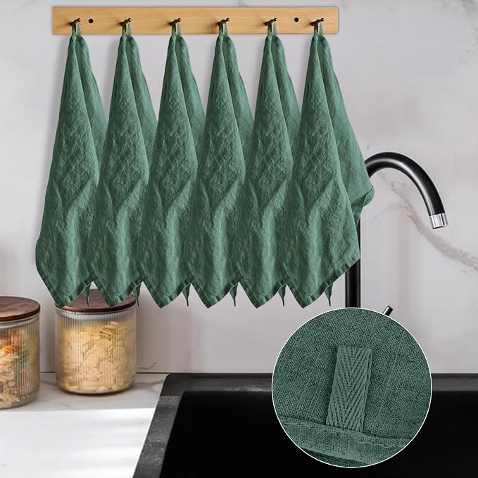 Christmas Cloth Napkins, Cotton Linen Napkins, Set of 6 Reusable Napkins, Green, 40x40cm, Cloth Napkins for Dinner Parties, Christmas, Wedding, Birthday, Party - Image 6