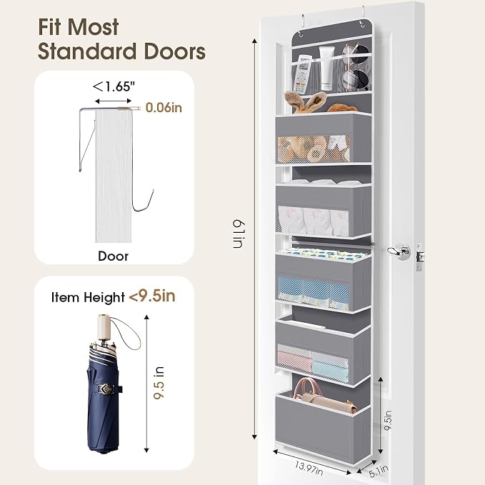 1Pack Over The Door Organizer Large Capacity Hanging Storage Room Organizer | 40 lb Capacity, Ultra-Sturdy, Detachable, Mesh Design with Clear Window, Space-Saving Organizer for Pantry, Nursery & Closet - Image 2