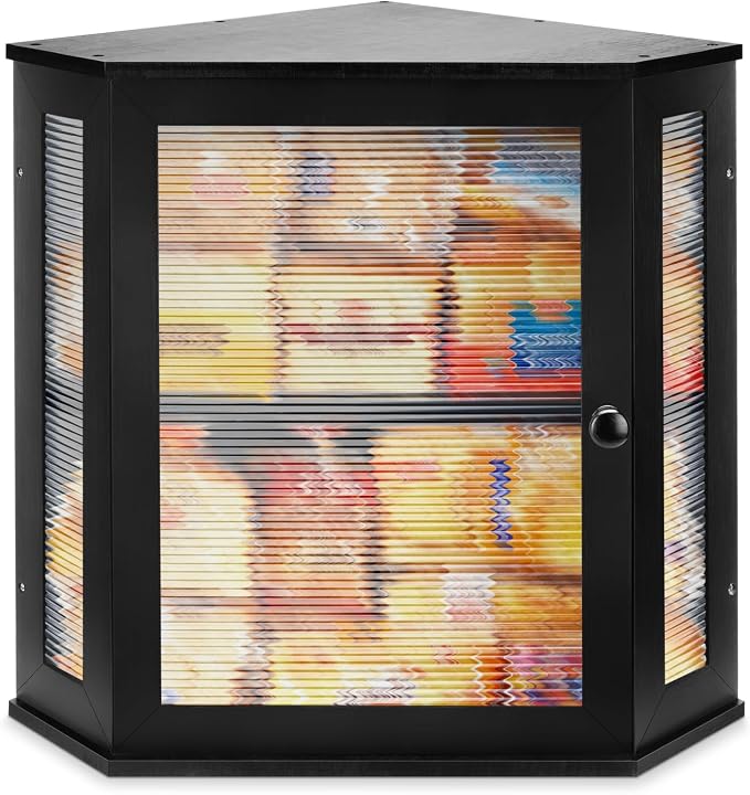 Extra Large Corner Bread Box - Bamboo Bread Box for Kitchen Countertops, Large Capacity Kitchen Bread Storage and Organizer with Corrugated Acrylic Wavy Window (Black) by NewEle
