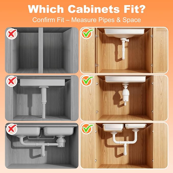 Upgrade 1 Pack Expandable Under Sink Organizer: 2-Tier Pull Out Cabinet with 3 Heavy-Duty Ball-Bearing Slide Rails, Tool-Free Height Adjustable, Slide-Out Drawers for Kitchen, Bathroom, Laundry - Image 3