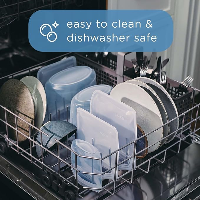 Stasher Silicone Reusable Storage Bag, Bundle 4-Pack Lunch (Clear+Aqua) | Food Meal Prep Storage Container | Lunch, Travel, Makeup, Gym Bag | Freezer, Oven, Microwave, Dishwasher Safe, Leakproof - Image 3