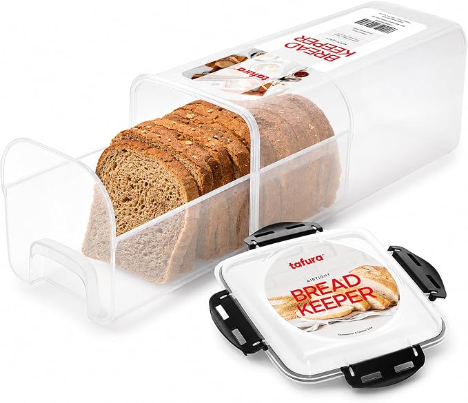 Tafura Bread Box with Tray, Airtight BPA-Free Bread Storage Container | Built-in pull-out tray provides easy access while keeping baked favorites neatly organized. by Tafura