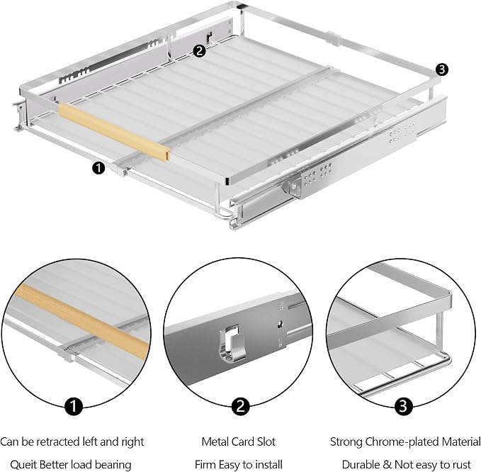 SANNO Pull Out Cabinet Organizer, Sliding Shelf, Pots and Pans Organizer, Expandable Shelf Drawer, Width 12.118.4" - Image 6